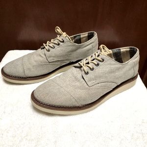 TOM’S Men Grey Canvas Oxford Lace-up Shoe Size 8.5 M